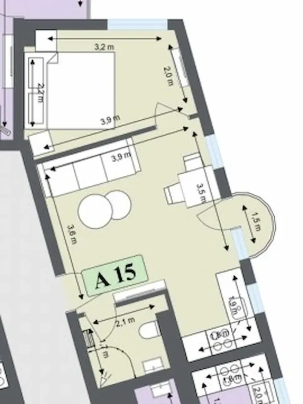 2-комнатный апартамент 44.7 m² | Комплекс Кукуряк, Банско | Болгария