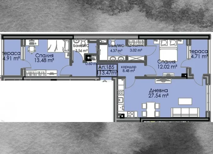 Простора трикімнатна квартира 113 м² в Atlas 4, Бургас