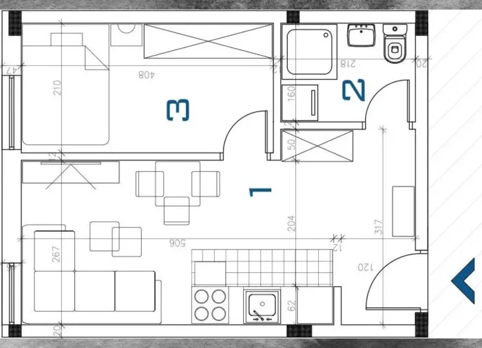2-комнатный апартамент 29 м2 №1 в BM Residence | Бечмен, Белград