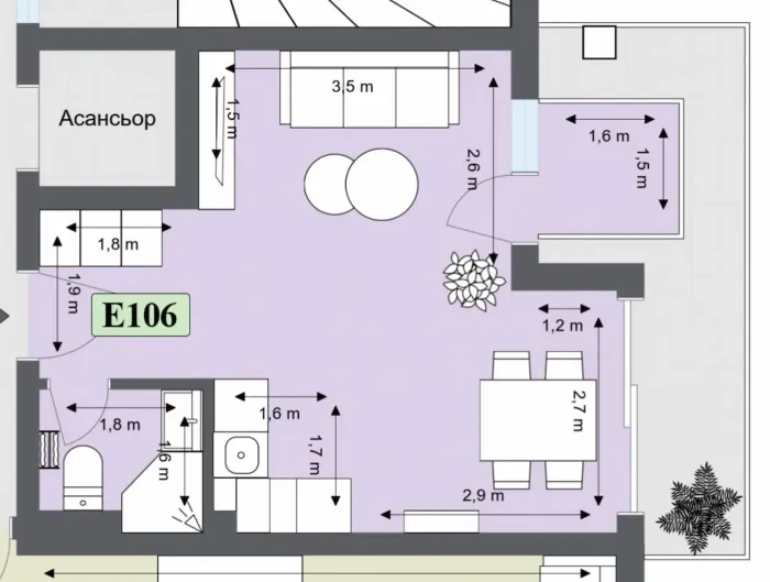 Двухкомнатная квартира 41,92 м² в комплексе Silver Mountain, Разлог
